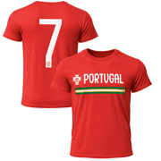 Icon Sports Officially Licensed Portugal #7 Soccer T Shirt, Red, YS XL