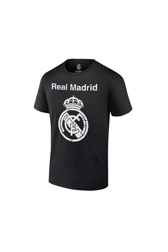 Real Madrid CF Official Licensed Unisex Adult Cotton Soccer Tee T-Shirt, Black Large