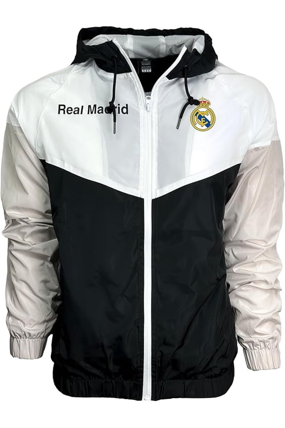 Real Madrid Hooded Rain Jacket, 100% Nylon, S-XXL