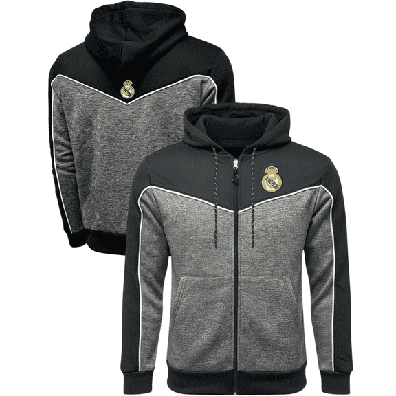 Icon Sports Real Madrid Hoodie, Polyester, Gray/Black, YS-XXL