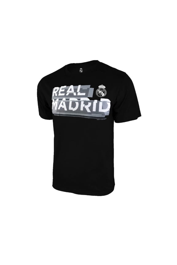 Real Madrid Official Licensed Cotton T-Shirt Soccer Tee Home Black w/Logo Men Size, Medium