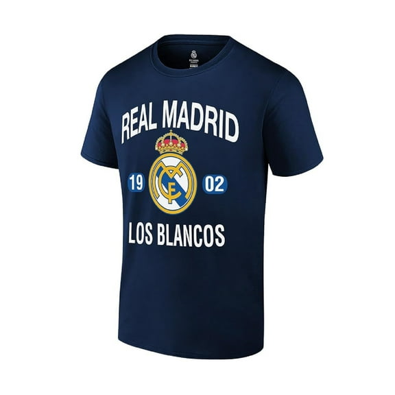 Icon Sports Real Madrid Official Licensed Cotton T-Shirt Soccer Tee Los Blancos 1902 - Navy, Small