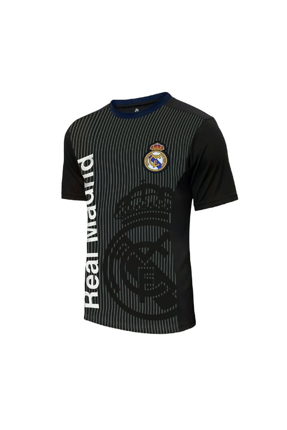 Real Madrid Official Licensed Emblem Logo Soccer Jersey Shirt - Black, Medium