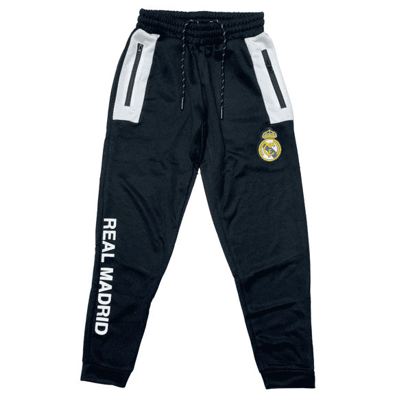 Icon Sports Real Madrid Soccer Jogger Pants, Polyester, Black/White, Youth & Adult YS-XXL