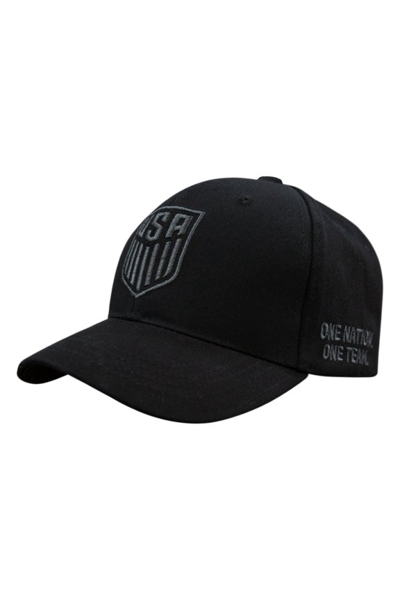 Soccer Club U.S. Soccer Embroidered Logo Cap 6 Panel Design - Black on Black Design