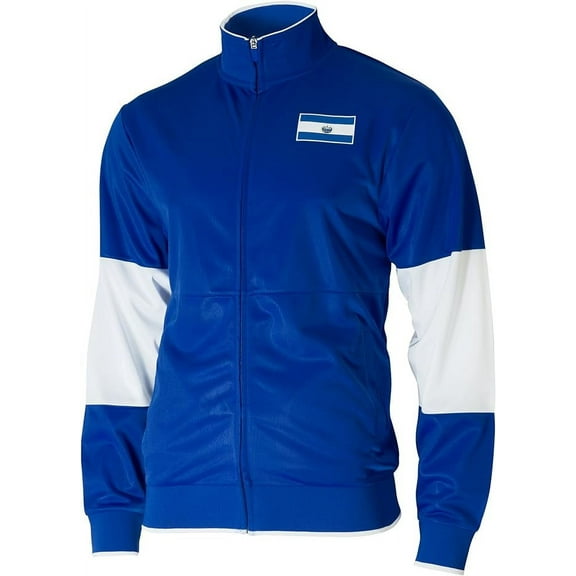 Icon Sports Soccer Track Jacket – Men’s Country Inspired Full Zip Up Active Casual Adult Training Top - [El Salvador, Blue]