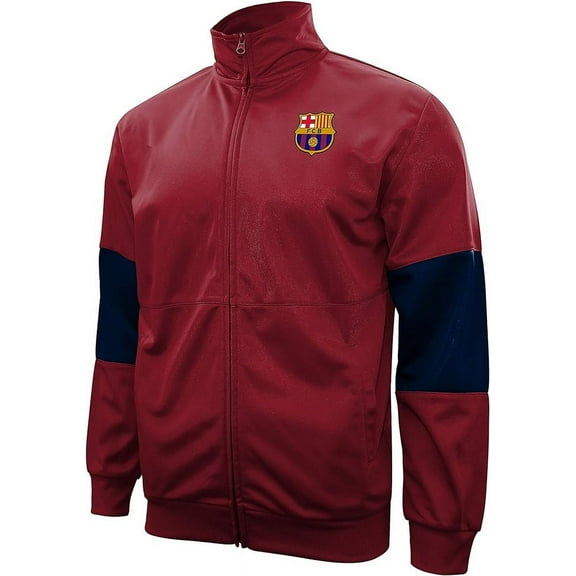 Icon Sports Soccer Track Jacket – Official Men’s World Football Club Team Full Zip Up Active Casual Adult Training Top - Wine