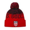 thumbnail image 1 of Icon Sports U.S. Soccer Adult Distressed Unisex Pom Beanie, 1 of 2