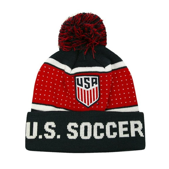 Icon Sports U.S. Soccer Adult Unisex Pom Pom Winter Soccer Beanie 6