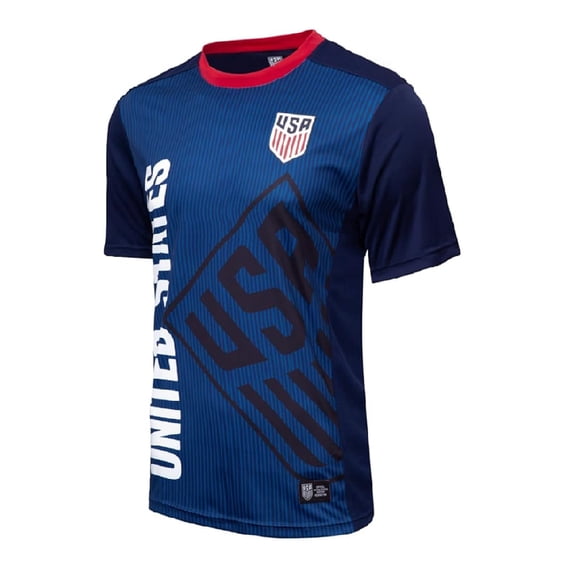 Icon Sports U.S. Soccer Federation USMNT Adult Game Day Soccer Poly Shirt Navy - Small [Add NAME/Number]