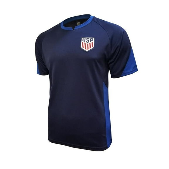 Icon Sports U.S. Soccer Federation USMNT Adult Game Day Soccer Poly Shirt - Striker Navy, XL