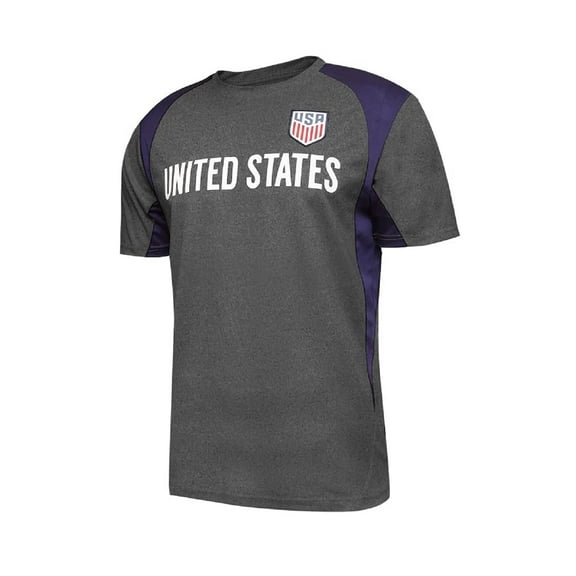 Icon Sports USMNT U.S. Soccer Federation Adult Soccer T-Shirt Game Day Poly Shirt, HCN Gray, Small