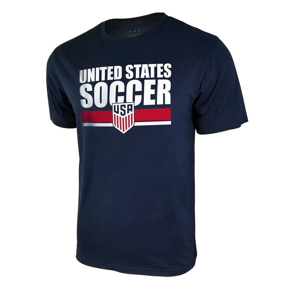 Icon Sports U.S. Soccer Federation USMNT Logo Adult T-Shirt Navy Logo Word - Large