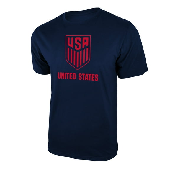 Icon Sports U.S. Soccer Federation USMNT Logo Adult T-Shirt Navy w/ Red Logo 01- Medium