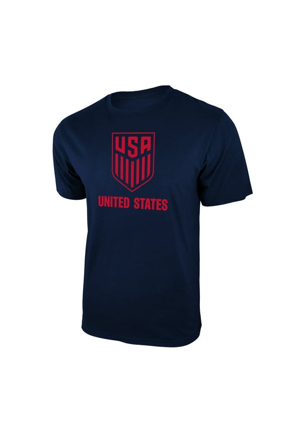 U.S. Soccer Federation USMNT Logo Adult T-Shirt Navy w/ Red Logo 01- Small