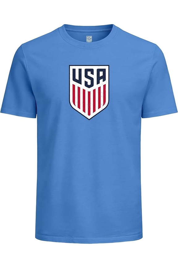 U.S. Soccer Federation USMNT Logo Adult T-Shirt Sky Blue Logo - Large