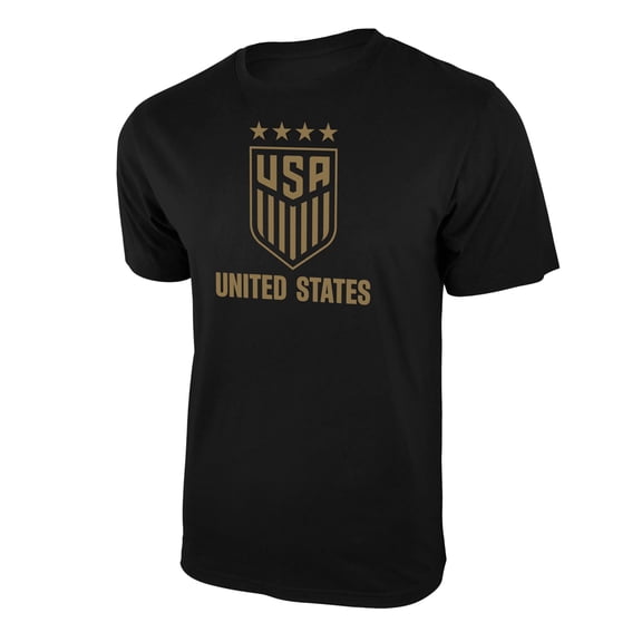 Icon Sports U.S. Soccer Federation USWNT Logo Adult T-Shirt Black w/Gold Large Logo - Small