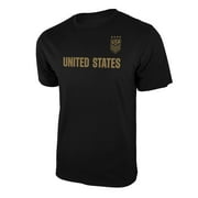 Icon Sports U.S. Soccer Federation USWNT Logo Adult T-Shirt Black w/ Gold United States 01- XL