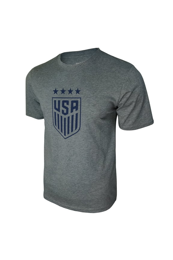 U.S. Soccer Federation USWNT Logo Adult T-Shirt Grey w/ Blue Logo - Large