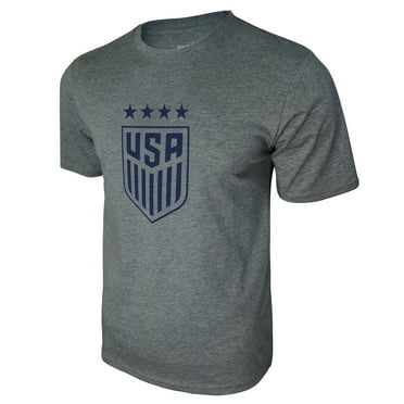 Icon Sports U.S. Soccer Federation USWNT Logo Adult T-Shirt Grey w/ Blue Logo - Small