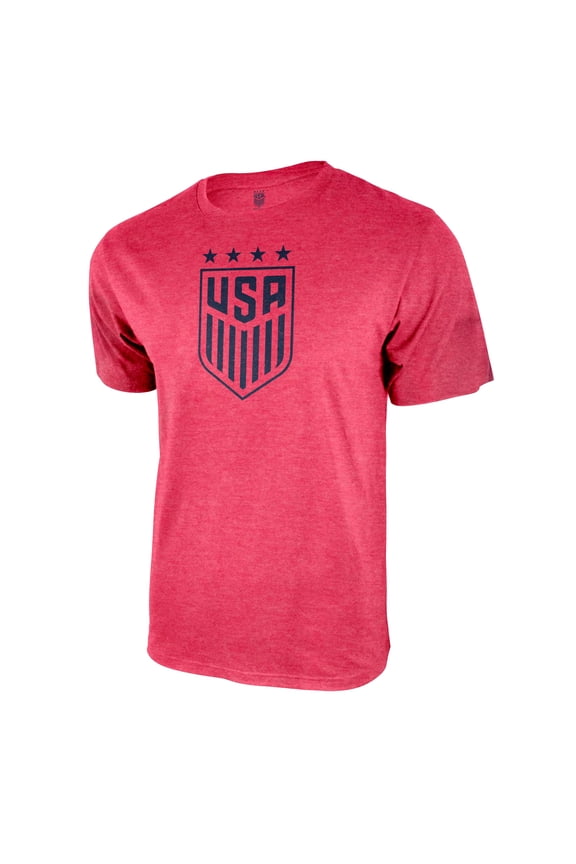 U.S. Soccer Federation USWNT Logo Adult T-Shirt Red w/ Blue Logo - Medium