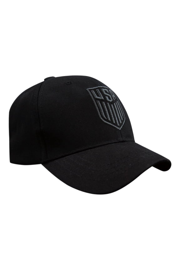 U.S. Soccer Soccer Club Embroidered Logo 6 Panel Cap - Black on Black Design