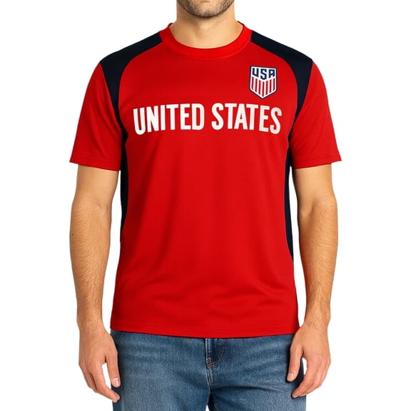 Icon Sports U.S. Soccer USMNT Adult Soccer Game Day Jersey-Inspired Shirt - Highlight, Red, Medium