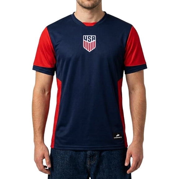 Icon Sports U.S. Soccer USMNT Adult Soccer Game Day Jersey-Inspired Shirt - Legend, Navy, Large