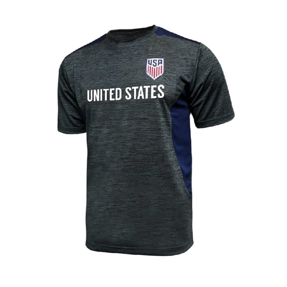 Icon Sports U.S. Soccer USMNT Game Day Soccer Poly Shirt, Space-Dye Gray [Add NAME/Number - Large]