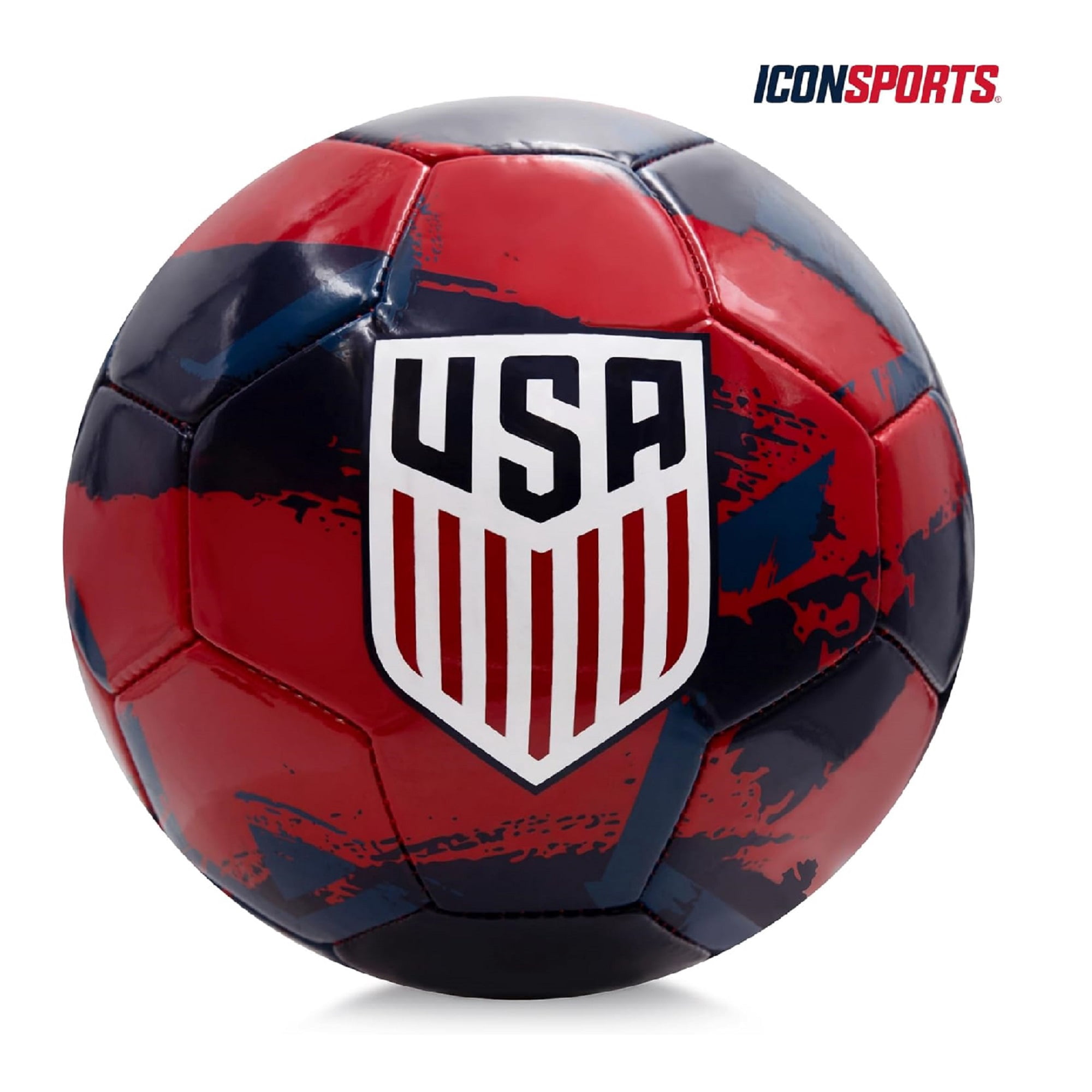 Icon Sports U.S. Soccer USMNT Size 5 Soccer Ball - Brush Design [Navy Red]
