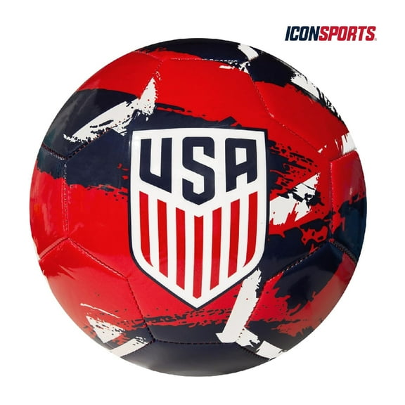 Icon Sports U.S. Soccer USMNT Size 5 Soccer Ball - Brush Design [Red Navy White]