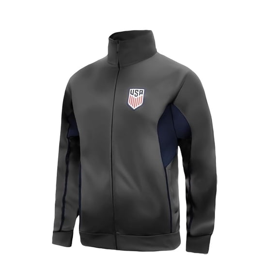 Icon Sports US Soccer Federation Licensed Soccer Zipper Jacket Adult Athletic Panel - Gray Medium