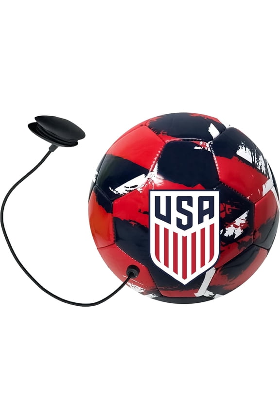 US Soccer Training Ball, Size 4, Red/White/Blue, PVC, Cord