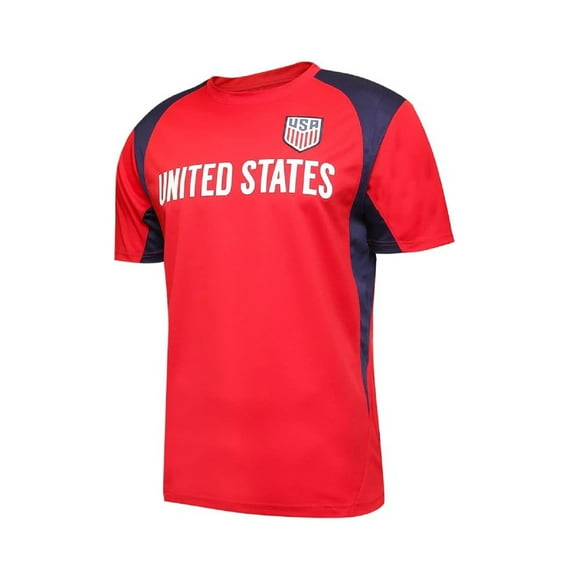 Icon Sports USMNT U.S. Soccer Federation Adult Soccer T-Shirt Game Day Poly Shirt, Count Down Red, Small