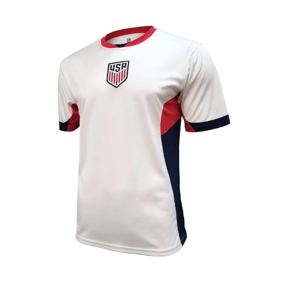 Icon Sports USMNT U.S. Soccer Federation Adult Soccer T-Shirt Game Day Poly Shirt, Legend White, XL