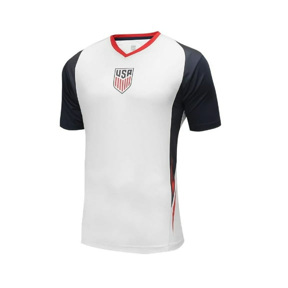 Icon Sports USMNT U.S. Soccer Federation Adult Soccer T-Shirt Game Day Poly Shirt, Shattered White, Small