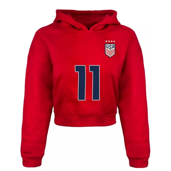 Icon Sports USWNT Sophia Smith #11 Women's Cropped Red Hoodie - Official Team Apparel
