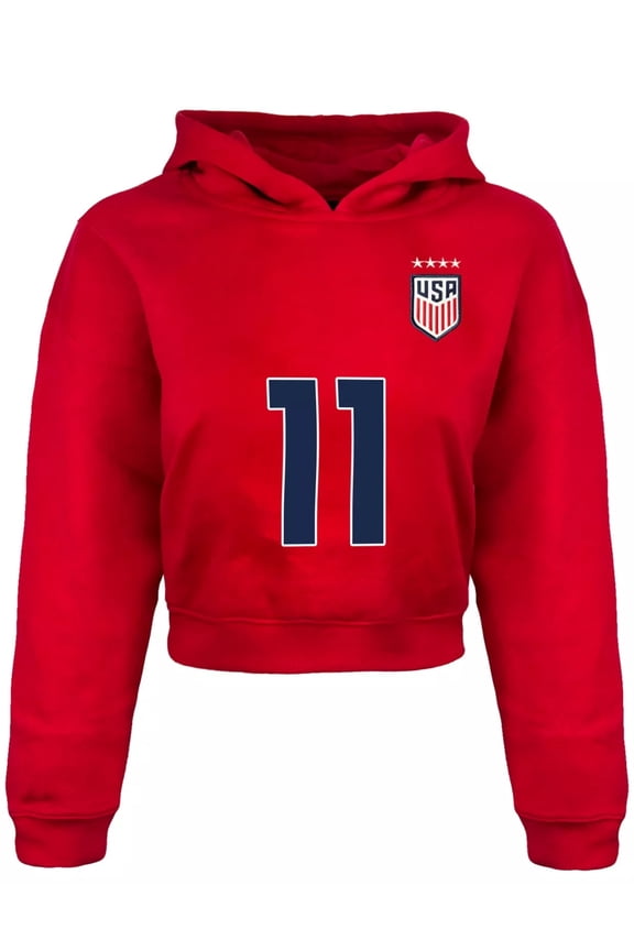 USWNT Sophia Smith #11 Women's Cropped Red Hoodie - Official Team Apparel