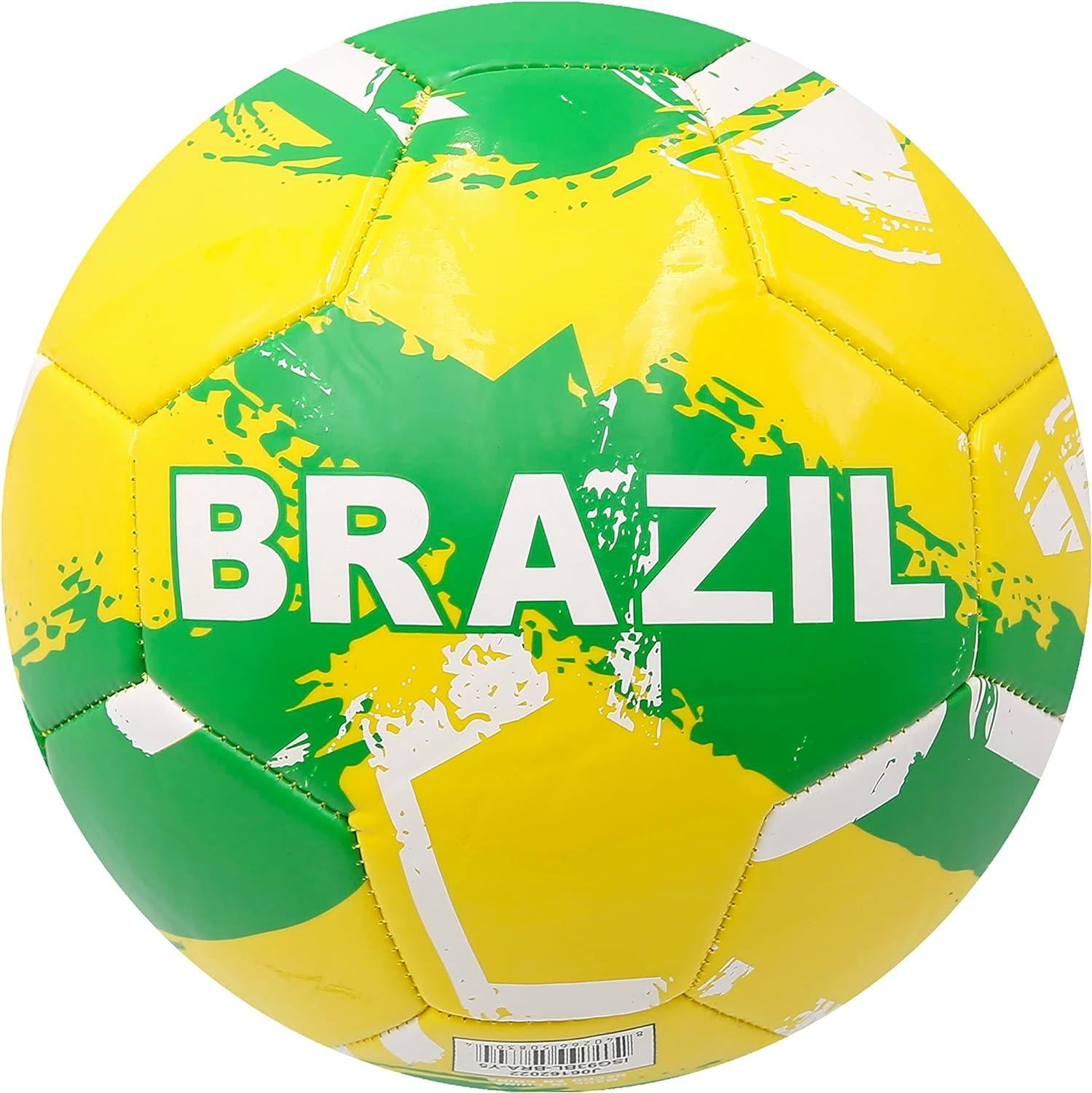 Icon Sports World Cup Country Soccer Balls Training Outdoor Futbol Size 5, Brazil Brush