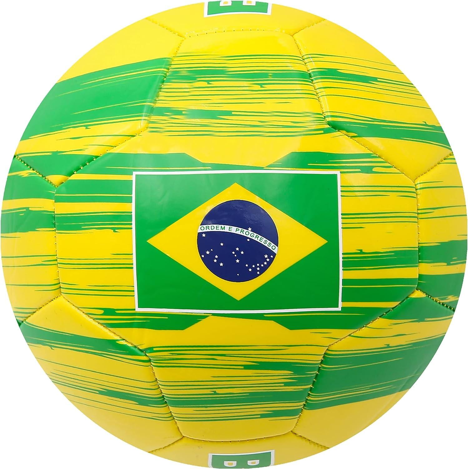 Icon Sports World Cup Country Soccer Balls Training Outdoor Futbol Size 5, Brazil Storm