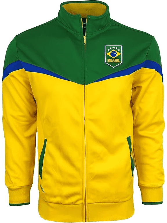 Brazil Track Jacket, Yellow/Green, 100% Poly, YS-XXL