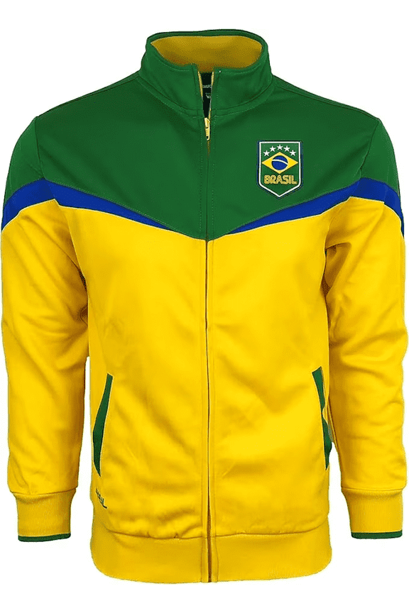 Brazil Track Jacket, Yellow/Green, 100% Poly, YS-XXL