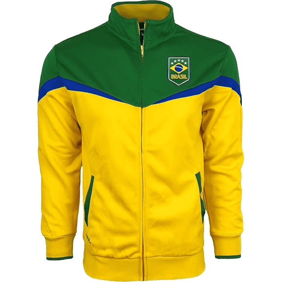 Icon Sports Brazil Track Jacket, Yellow/Green, 100% Poly, YS-XXL