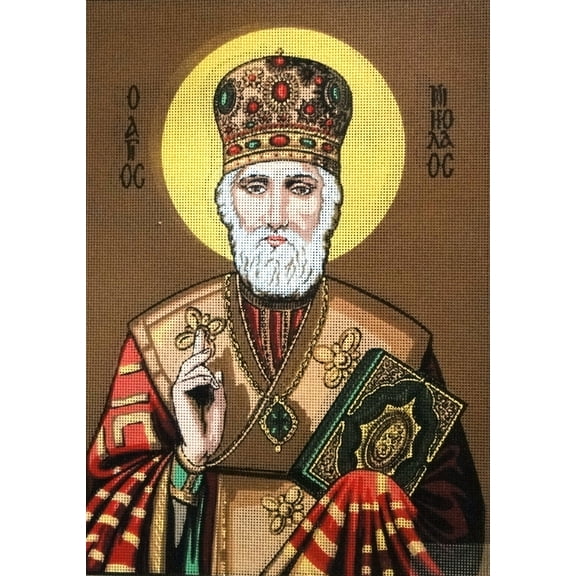 "Icon St Nikolas" Printed Canvas for C Needlepoint Tapestry Gobelin  Embroidery Gobelin L D1803