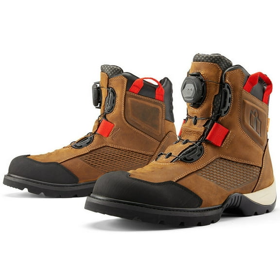 Icon Stormhawk Mens Waterproof Motorcycle Boots Brown 9.5 USA