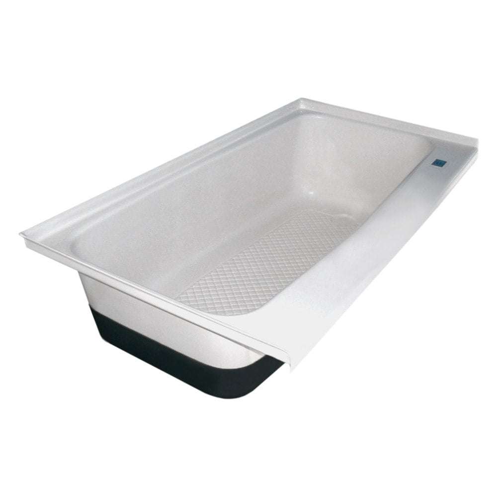 White and Black Fiberglass RV Bath Tub