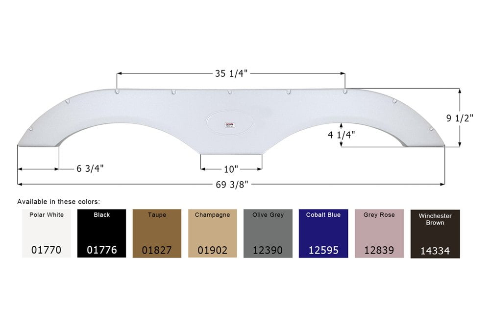 Icon Technologies 12390 - FS1770 69-3/8"L x 9-1/2"H (4-1/4" Arch Heigh) Olive Gray Tandem Fender Skirt for Crossroads/Dutchmen/Forest River/Palomino/KZ/Heartland/Skyline Model