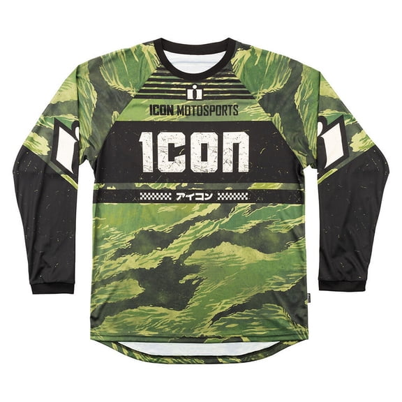 Icon Tigers Blood Mens Long Sleeve Jersey Green Camo XXL