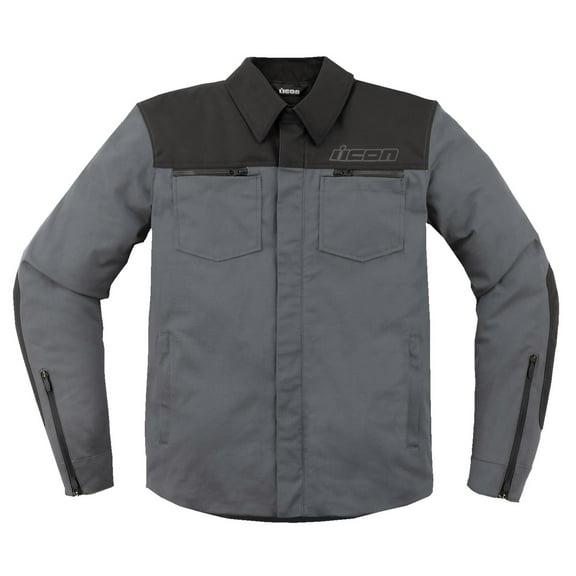 Icon Upstate Canvas Mens Protective Motorcycle Overshirt Gray 3XL