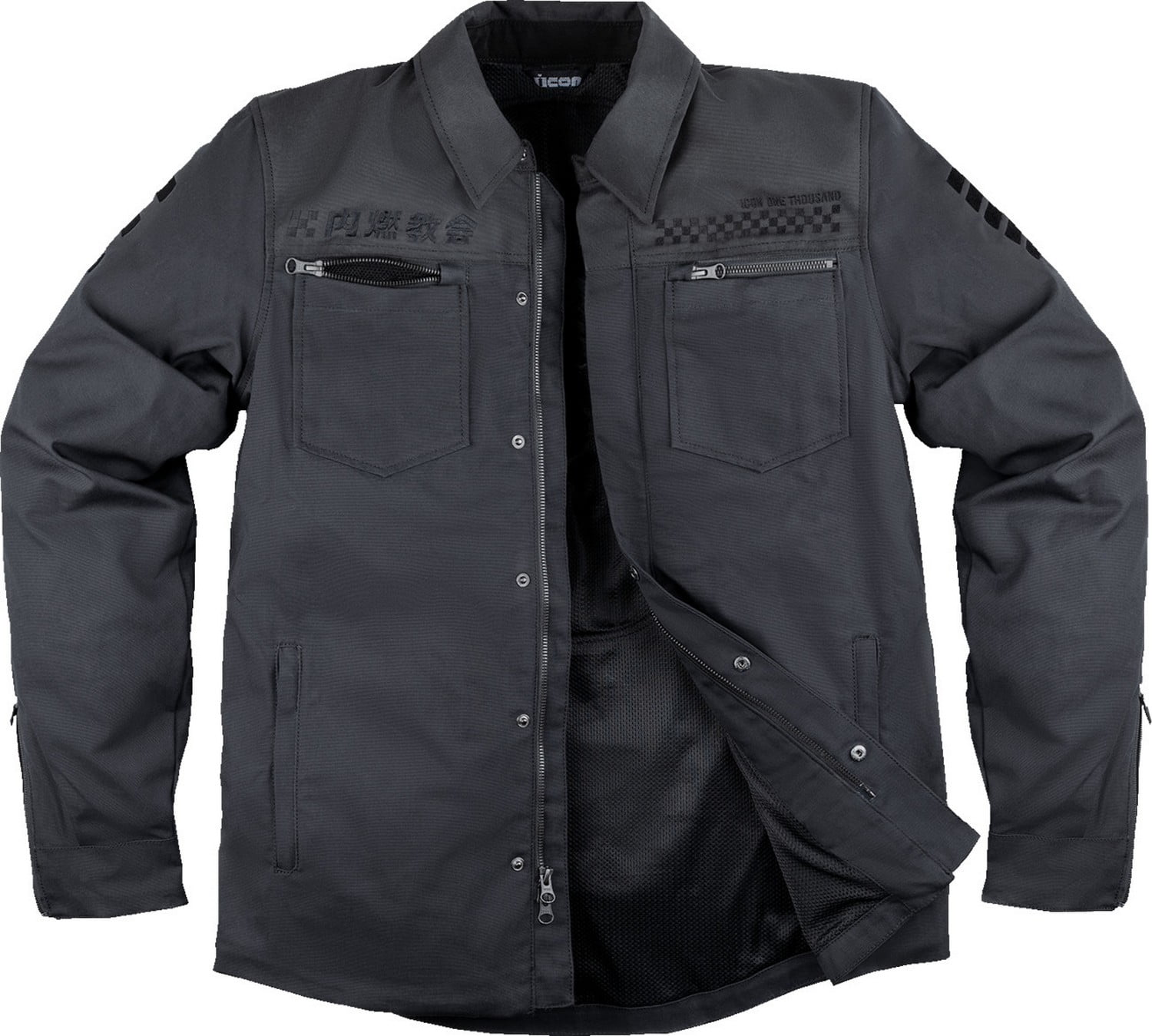 Icon Contra Jacket Mens M Black Full Zip Mesh Lined Padded